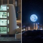 Village settlement of the month in the night and its interior space