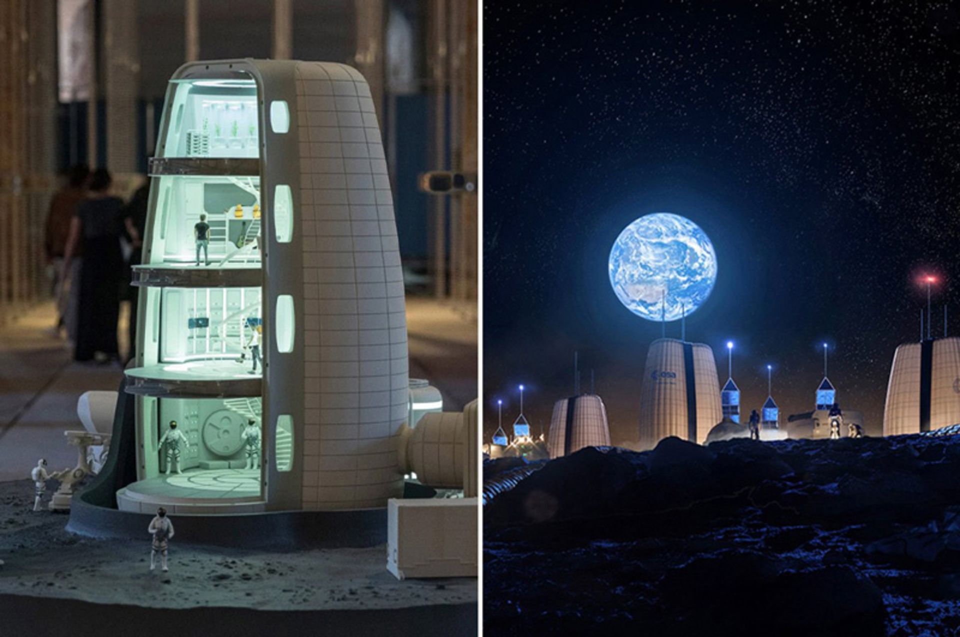 Village settlement of the month in the night and its interior space