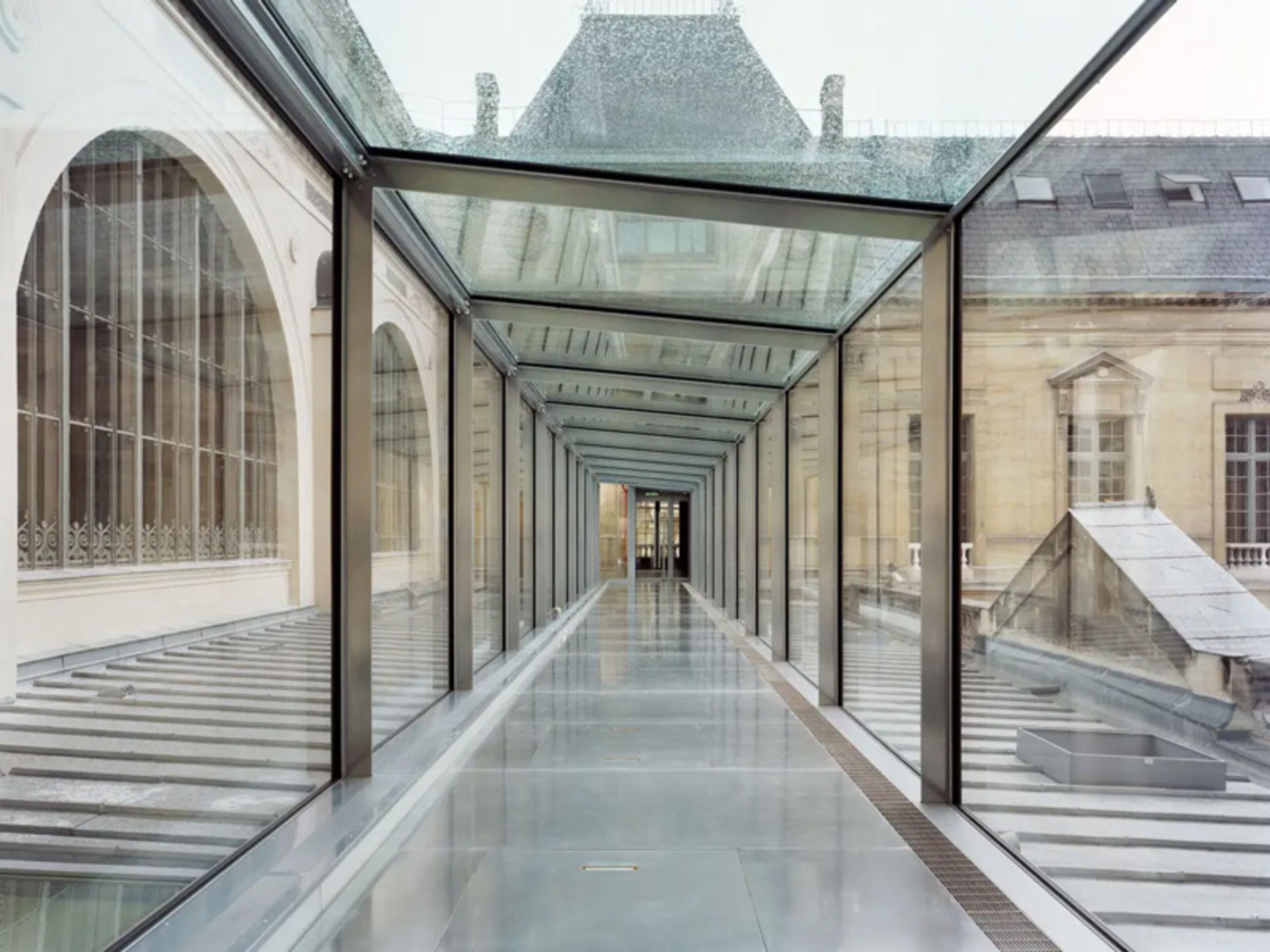 Glass erance hall at the French National Library