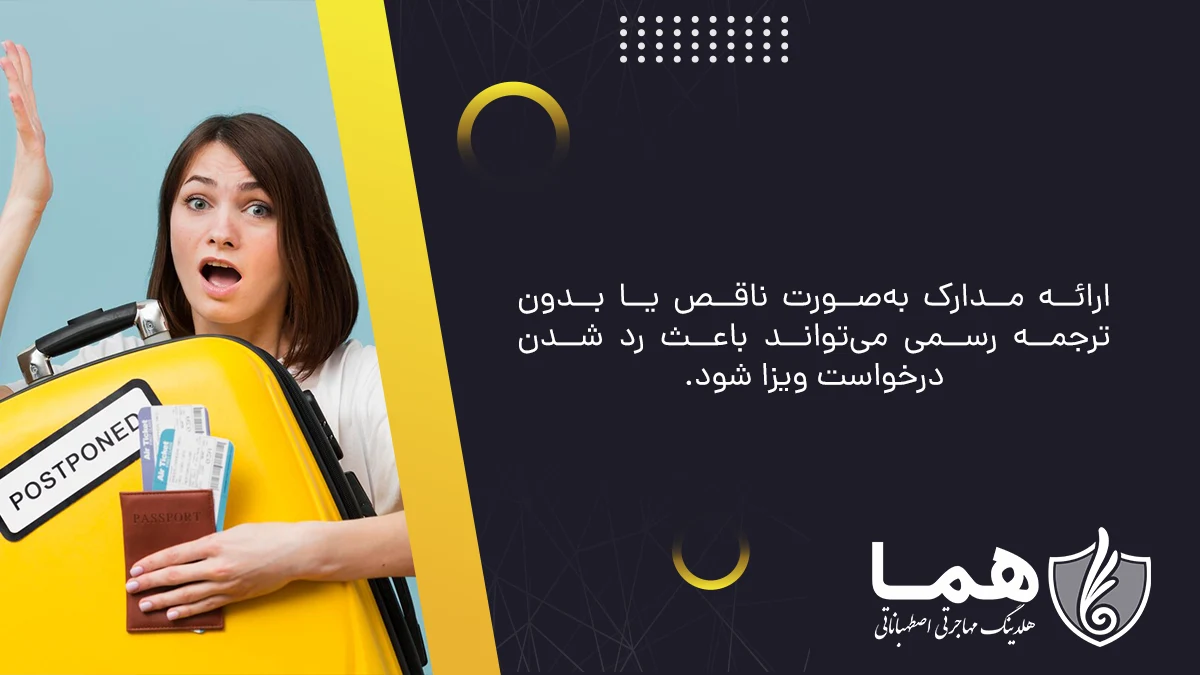 Providing documes incompletely or without formal translation can reject the visa application.