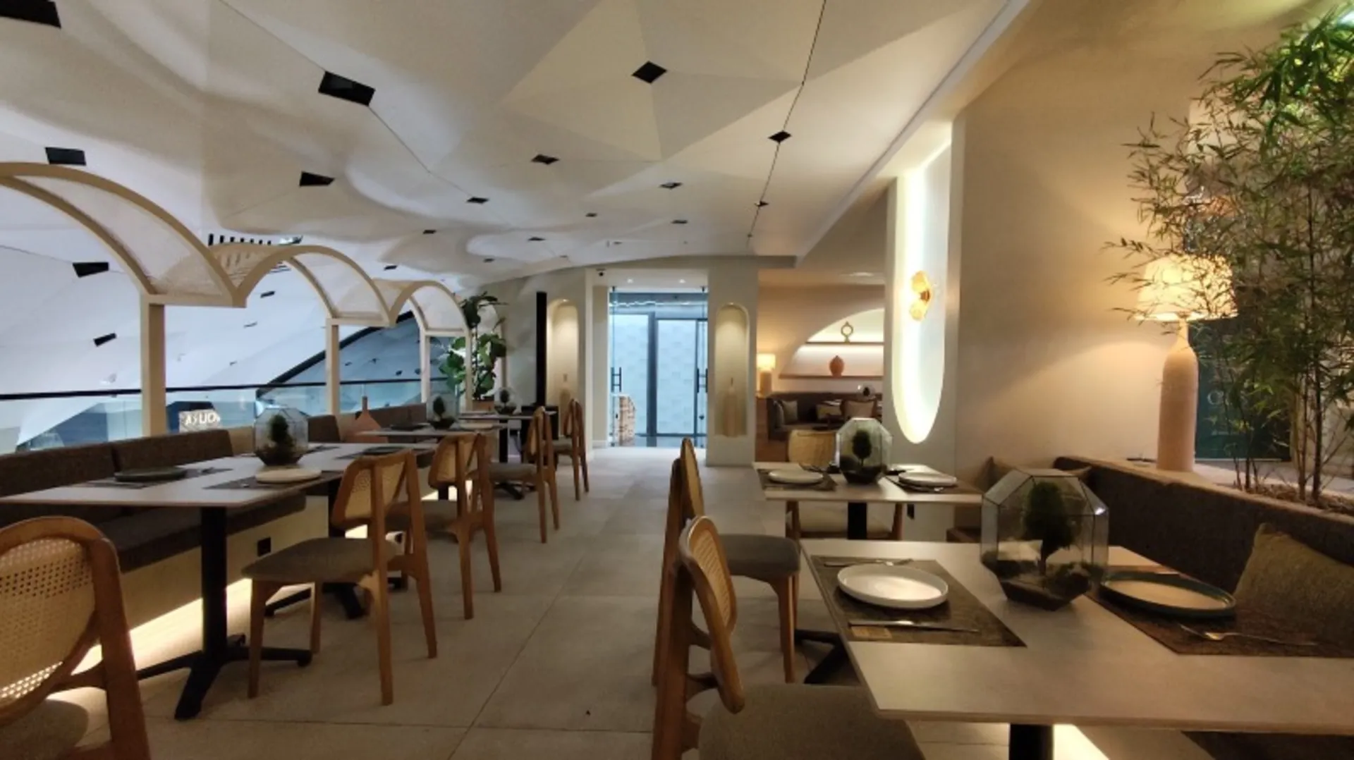 Tables and chairs in the Mediterranean Restaura Cafe Hall