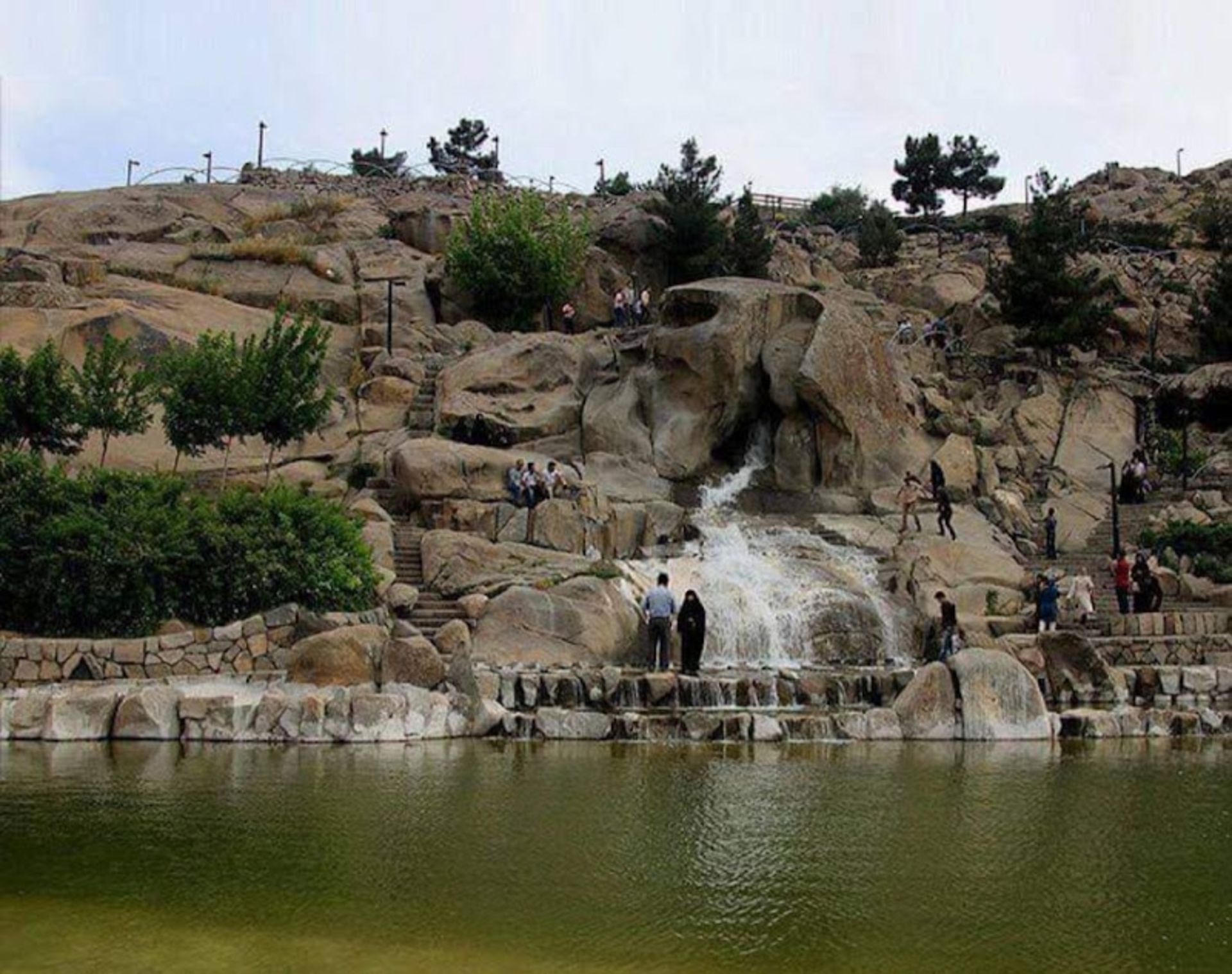The waterfall and the beautiful nature of the rocky mouain 