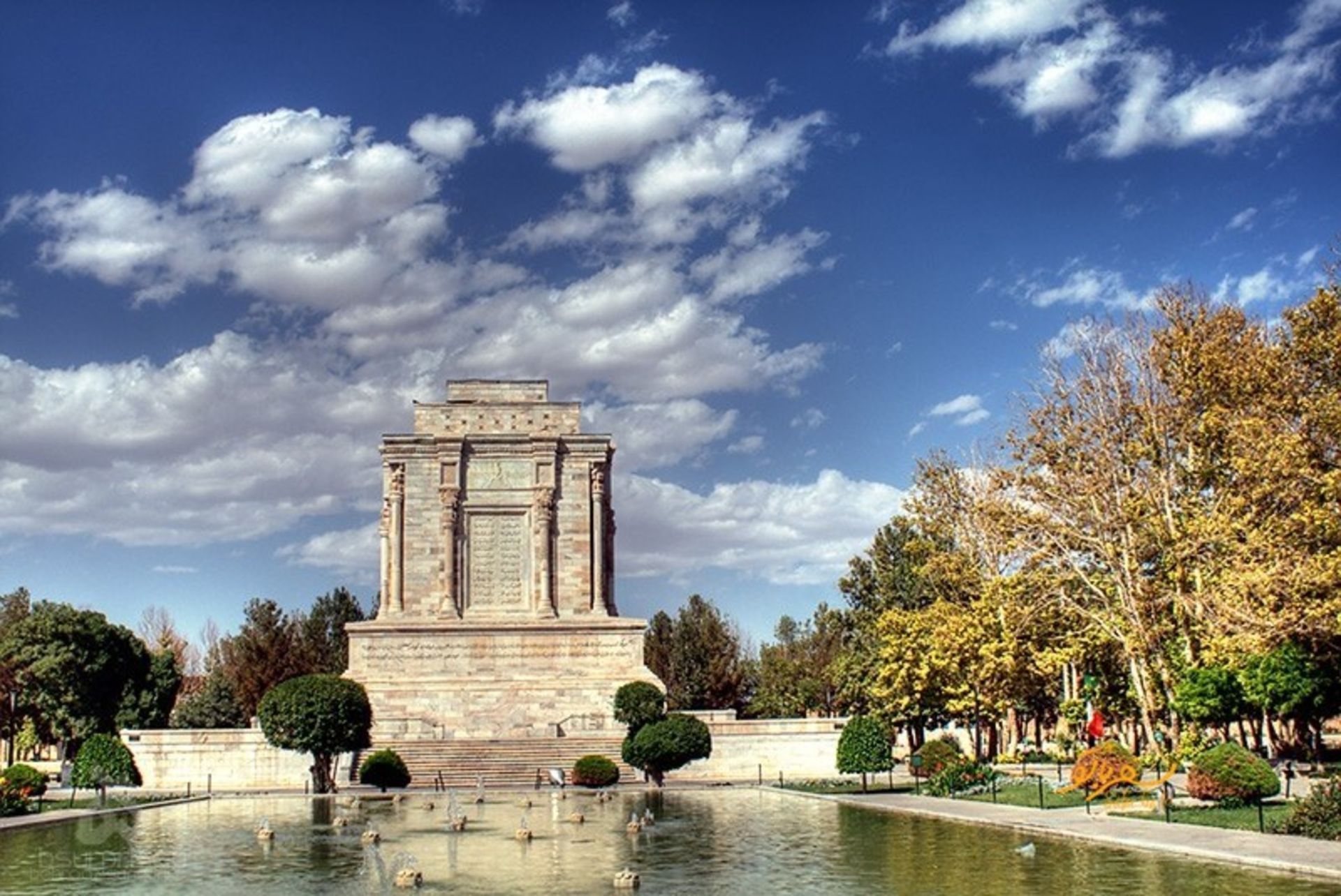 Ferdowsi tomb with pleasa atmosphere and cloudy sky