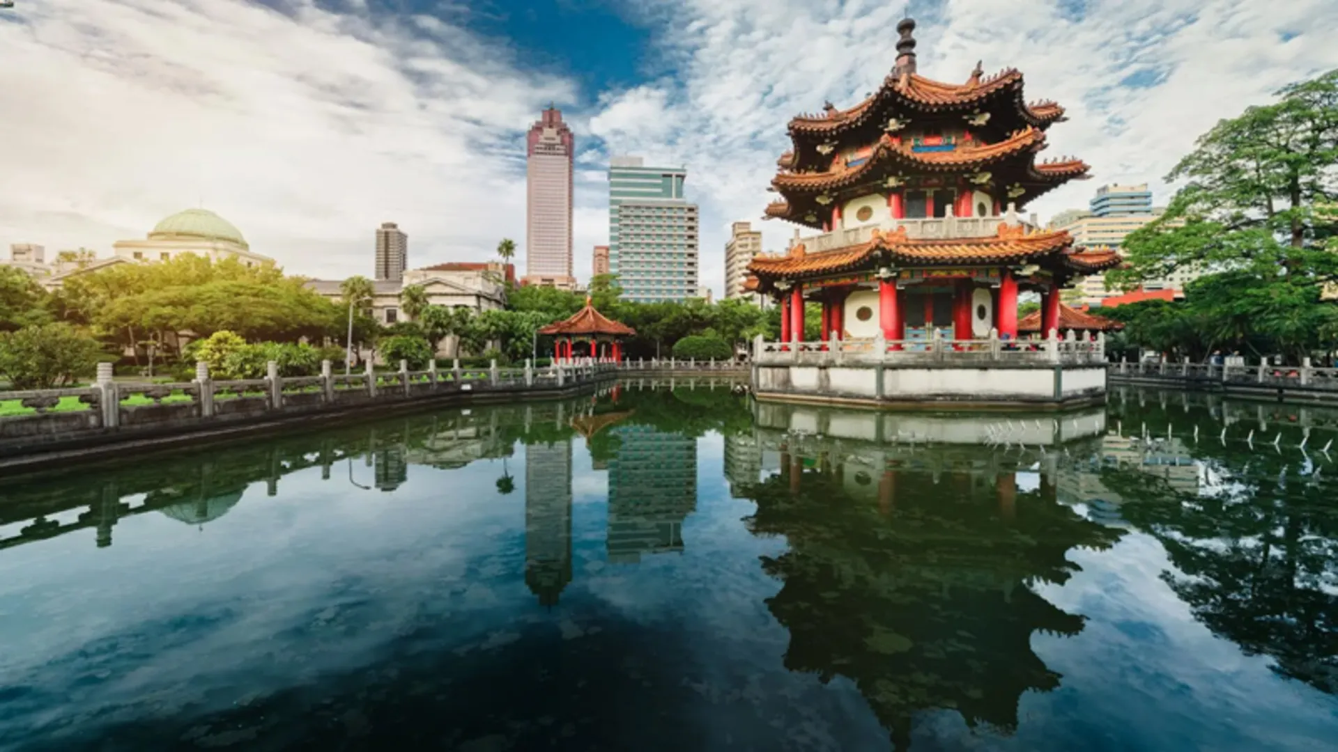 Traditional mansion on a lake in Taiwan