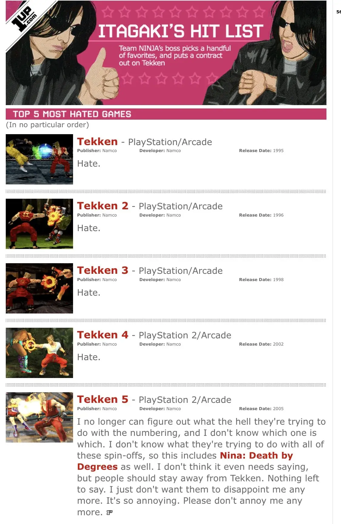 Tomonobu Itagaki hate list