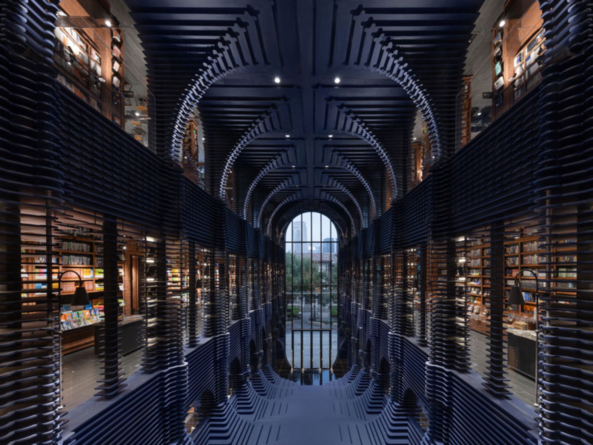 Reading room and bookshelves in Zhongshuge Library