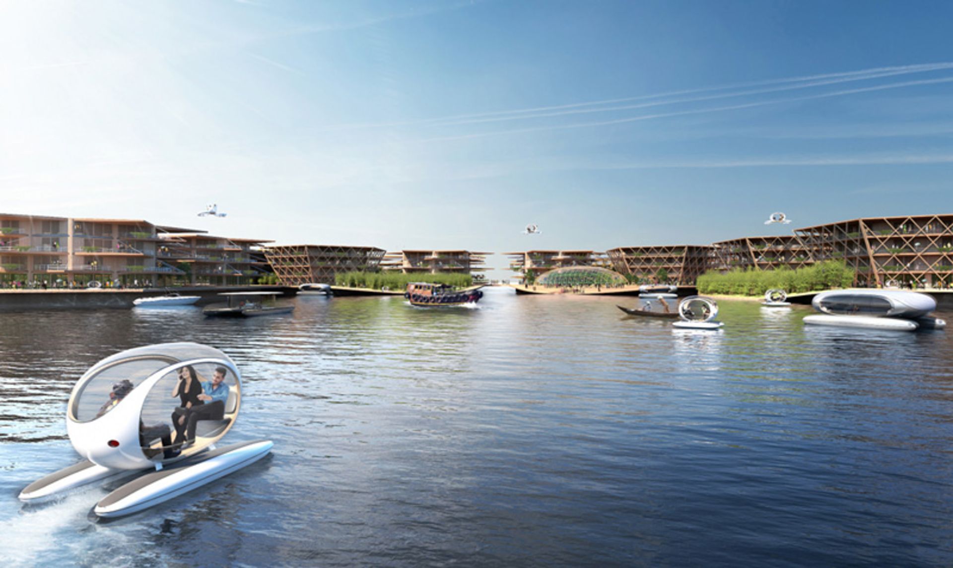 Green floats moving to Oceanix Floating City
