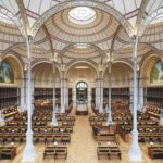 Book shelves in the main hall of the French National Library