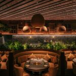 Round reception furniture and interior decorations of Hanu restaurant