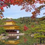 Kinkakoki Temple among lush trees