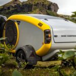 Mink camping trailer with yellow color