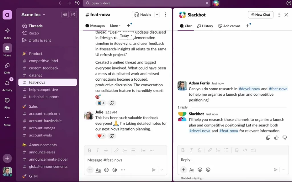 Slackbot conversion to artificial intelligence assistant