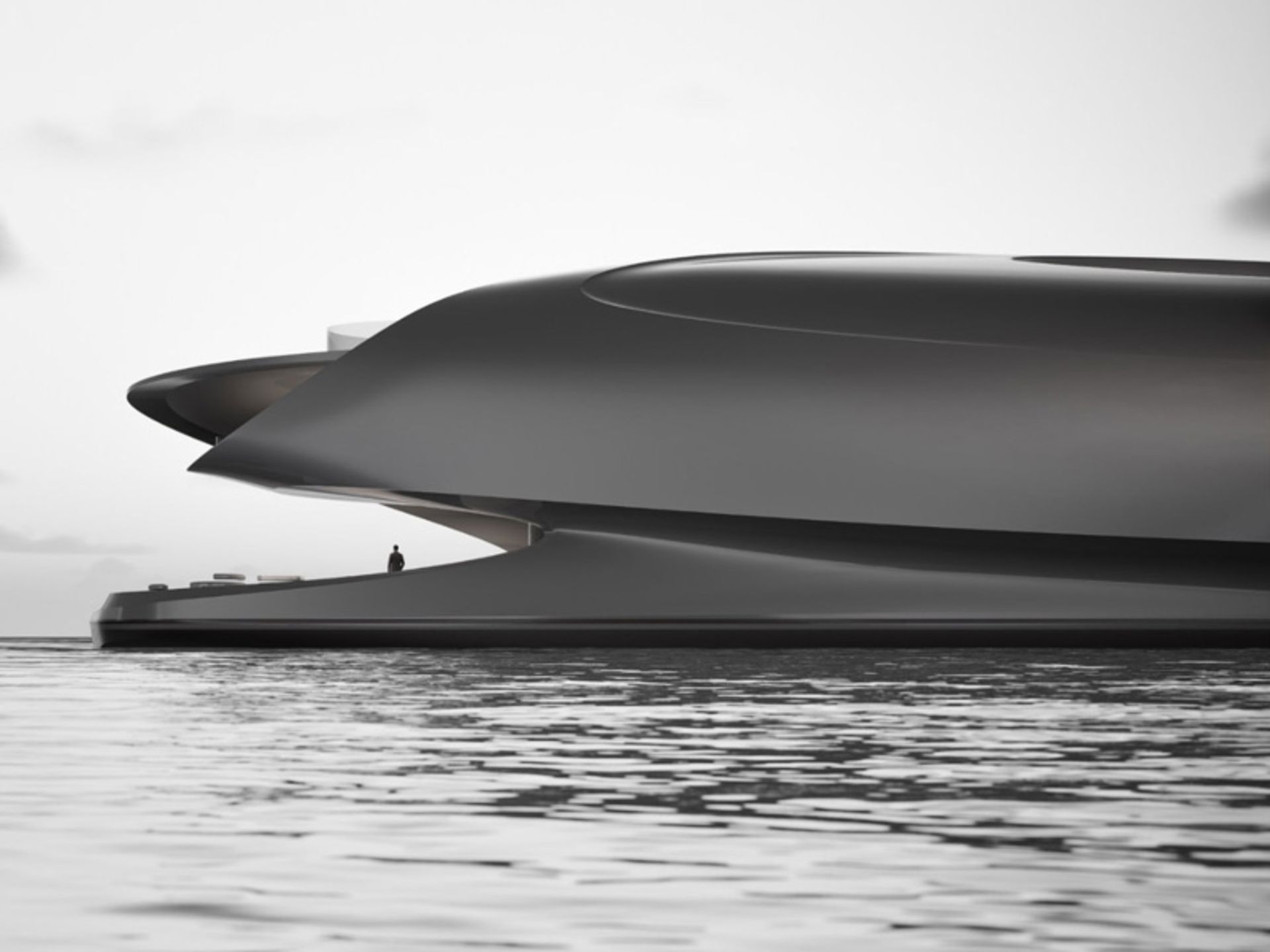 The fro deck of the luxury and hybrid Lily boat