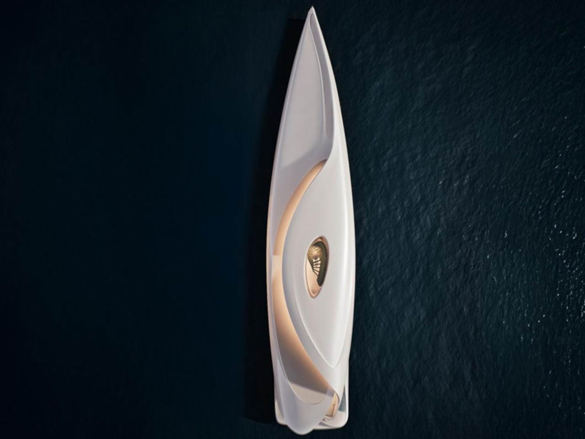 Aerial view of Lily's luxury and hybrid boat
