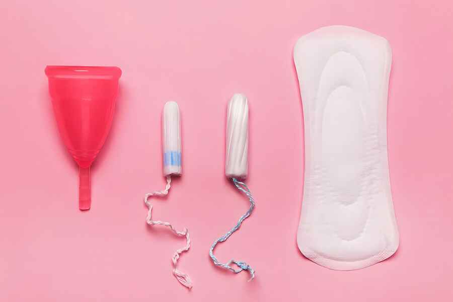 Tampons, sanitary napkins and cups for everyday use