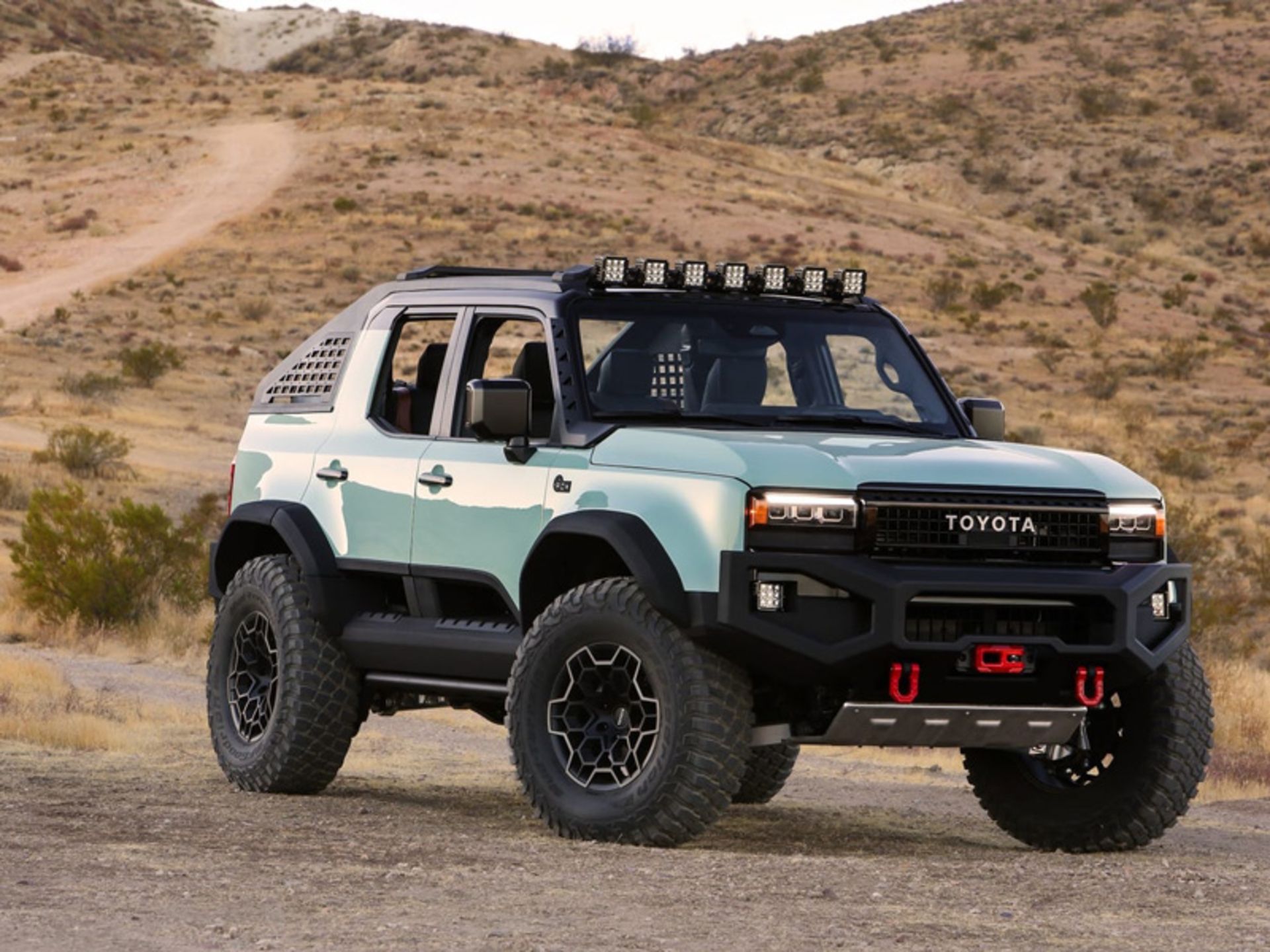 Toyota Rocks on dirt road