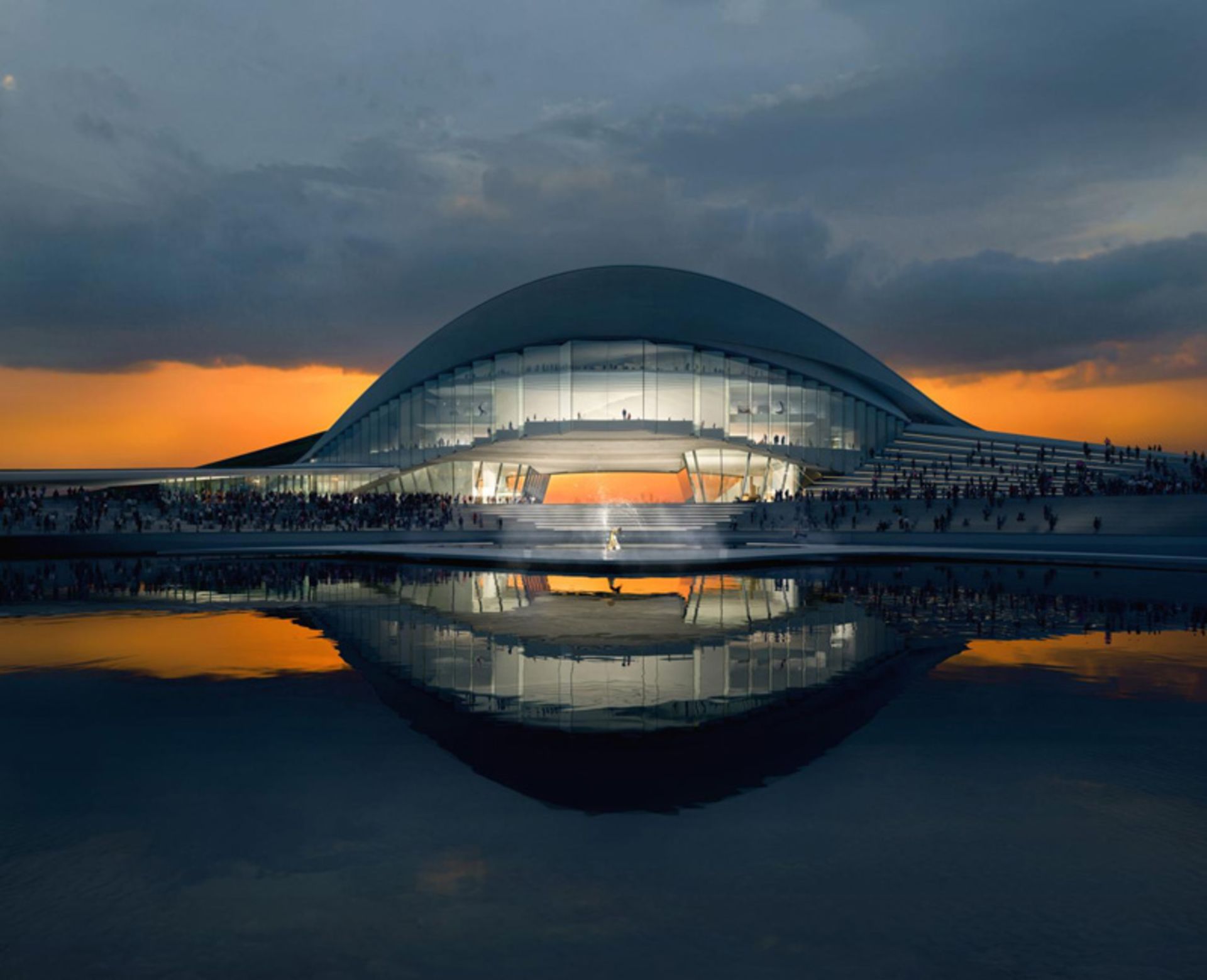 Chiaang Bay Art Museum at sunset
