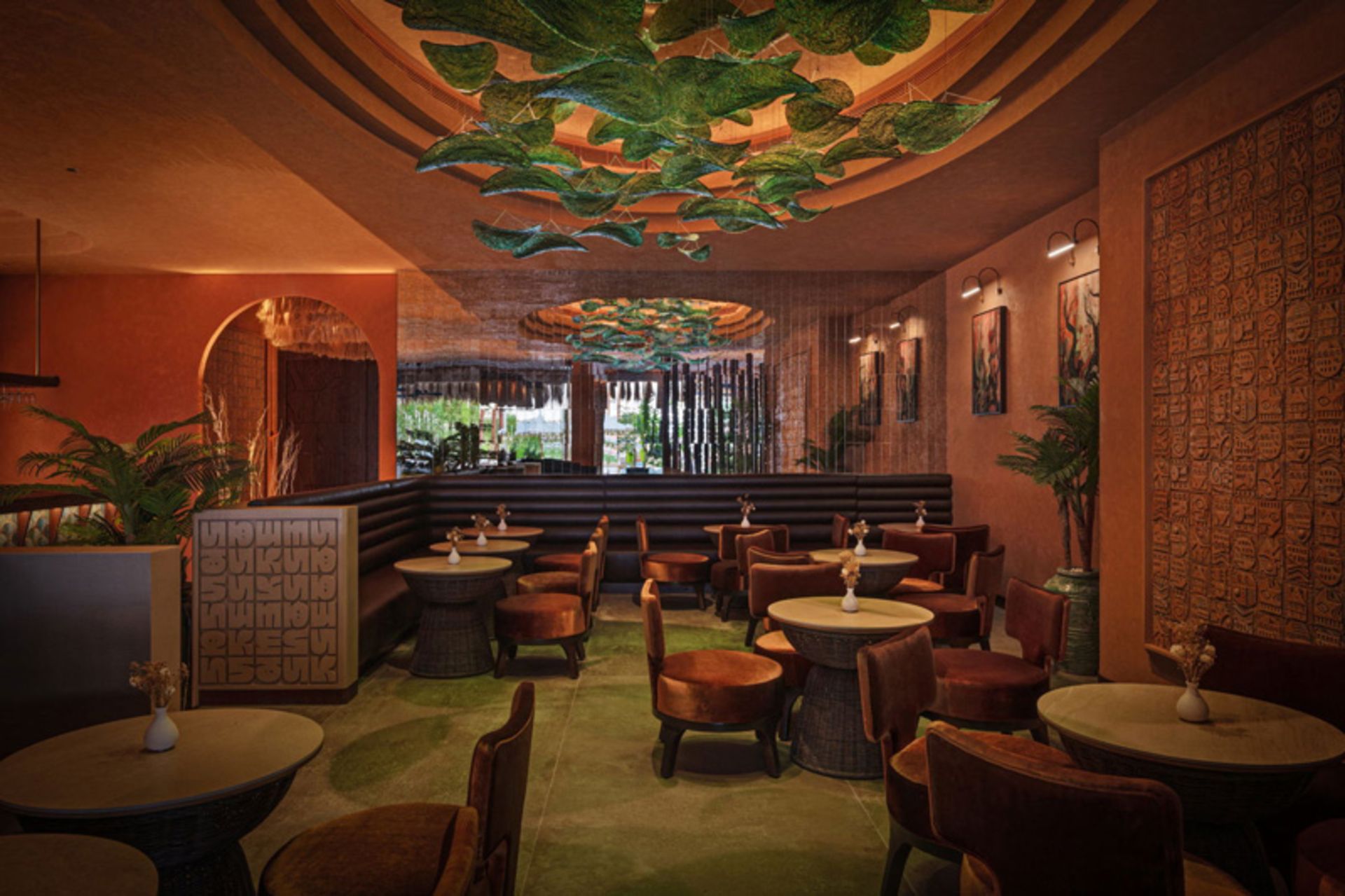 The dining hall of the Kaimana restaura in Dubai