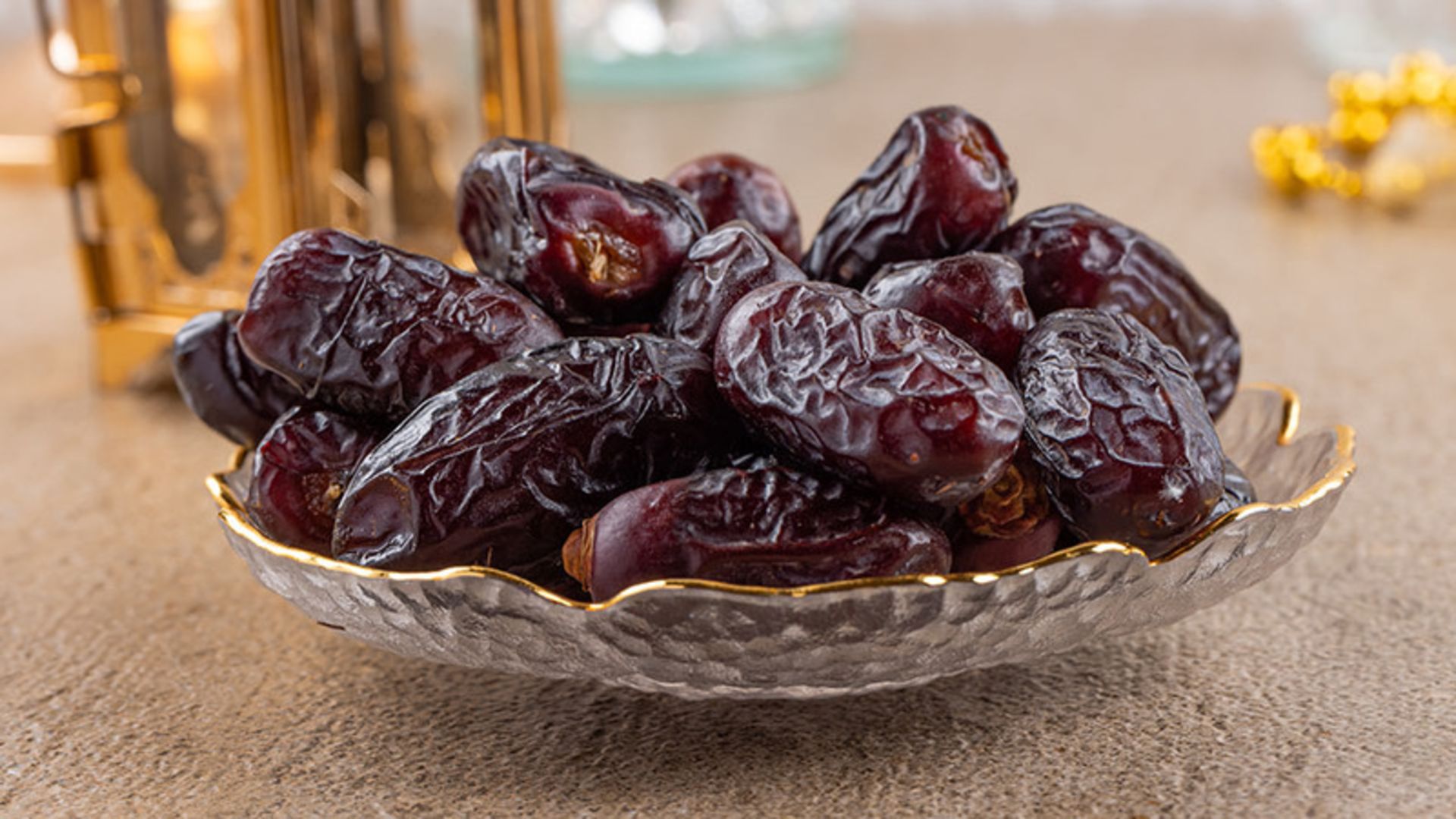Najaf dates in a golden lip plate