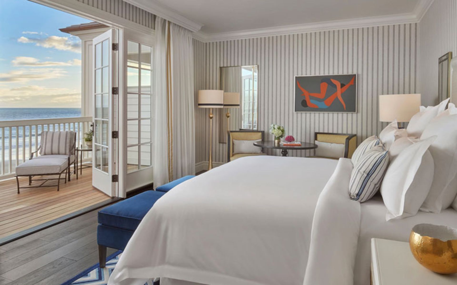 Oceanfro room at the Rosewood Miramar Beach Hotel in California 