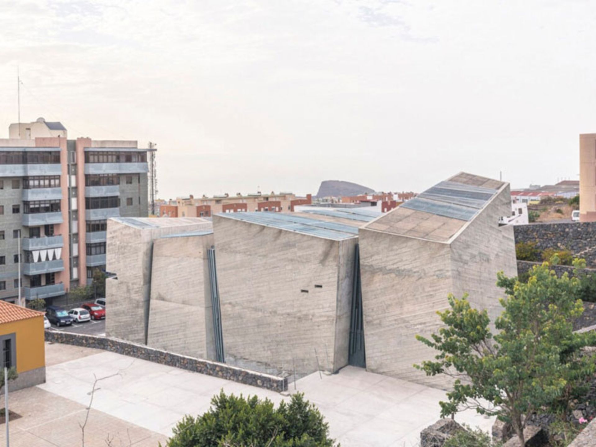 Exterior view of the Church of the Holy Redeemer in Spain on a cloudy day