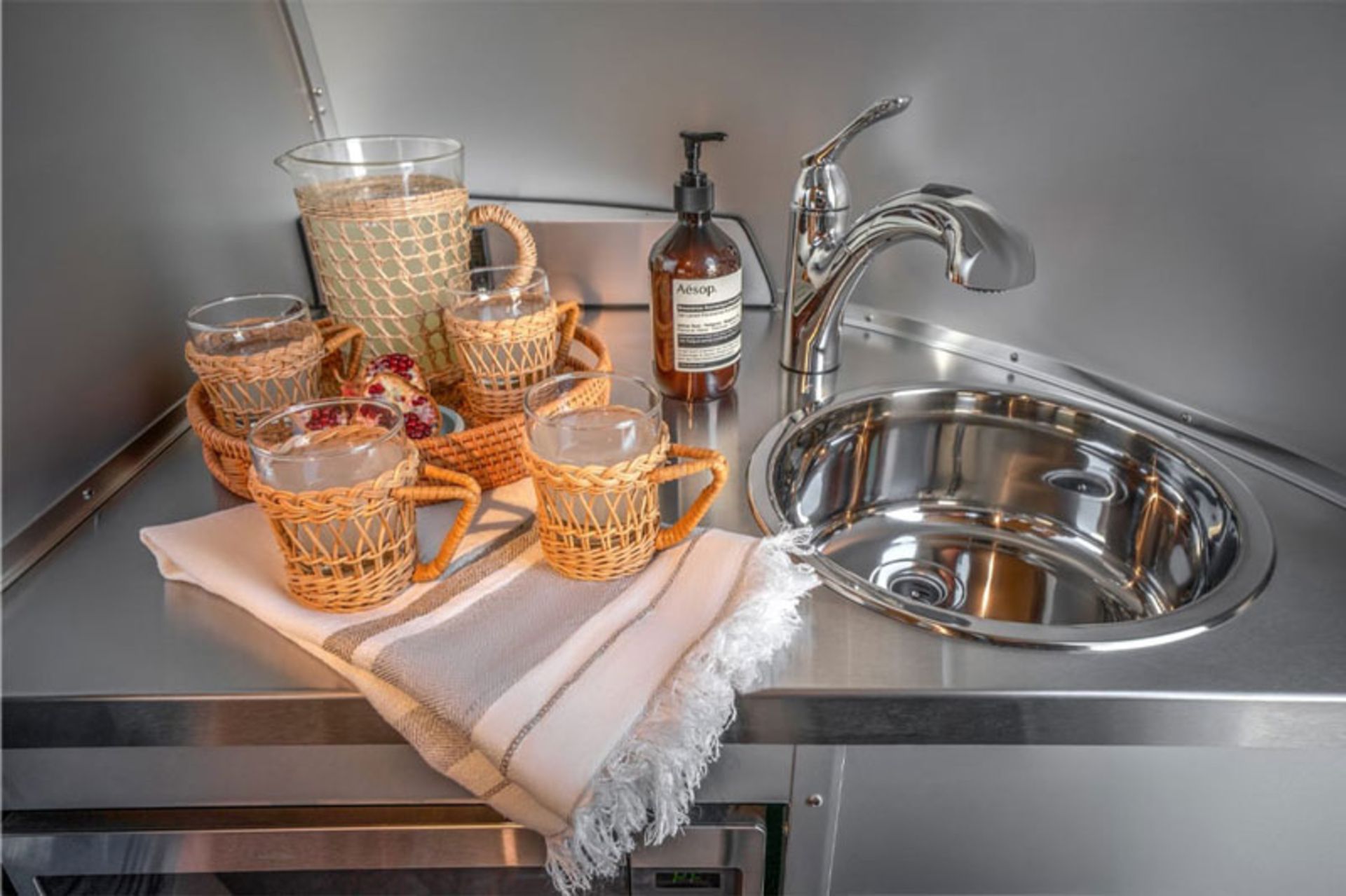Washing sink in Terra Firma luxury caravan 
