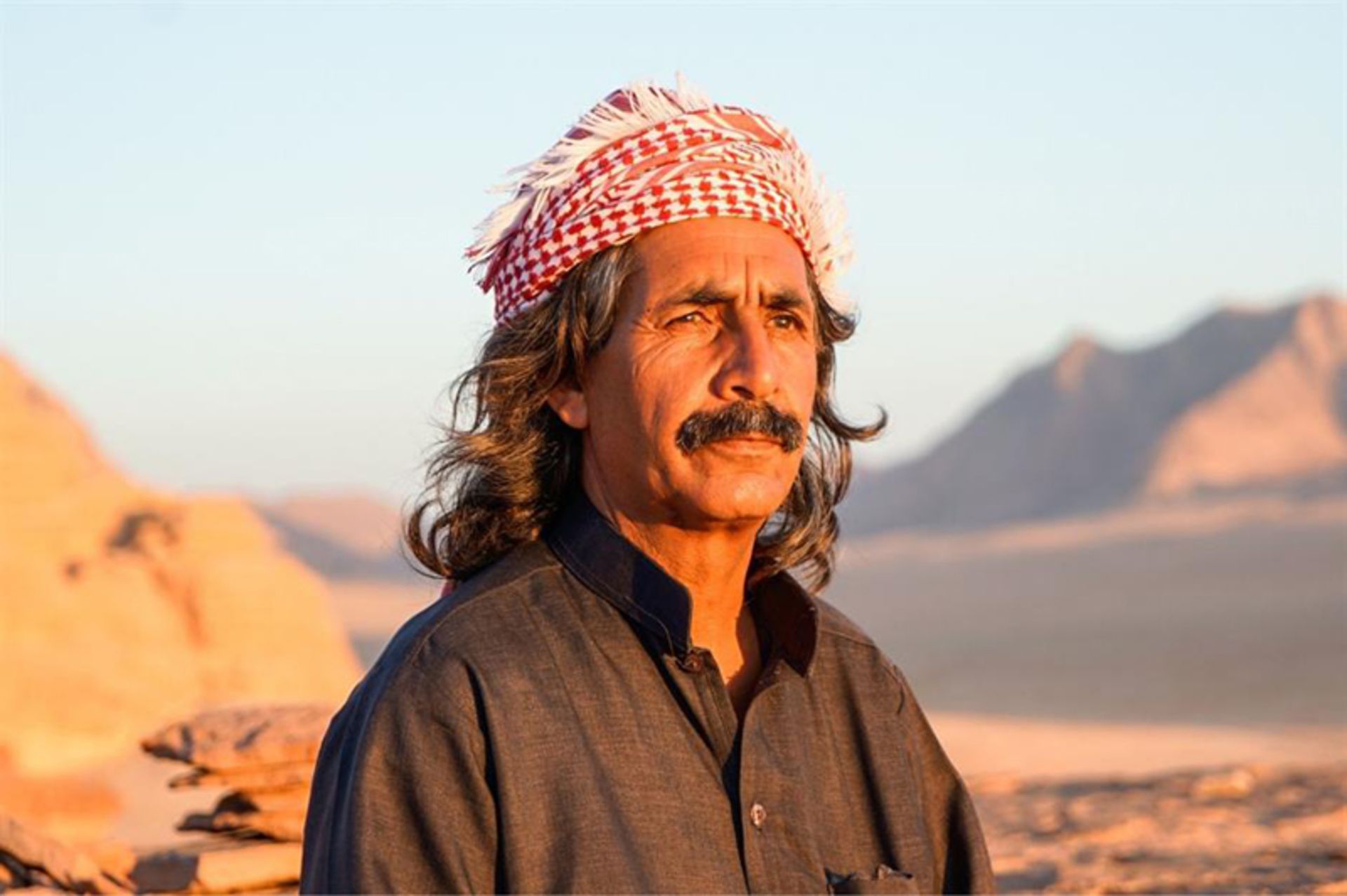 Arab Bedouin man with a scarf on his head 
