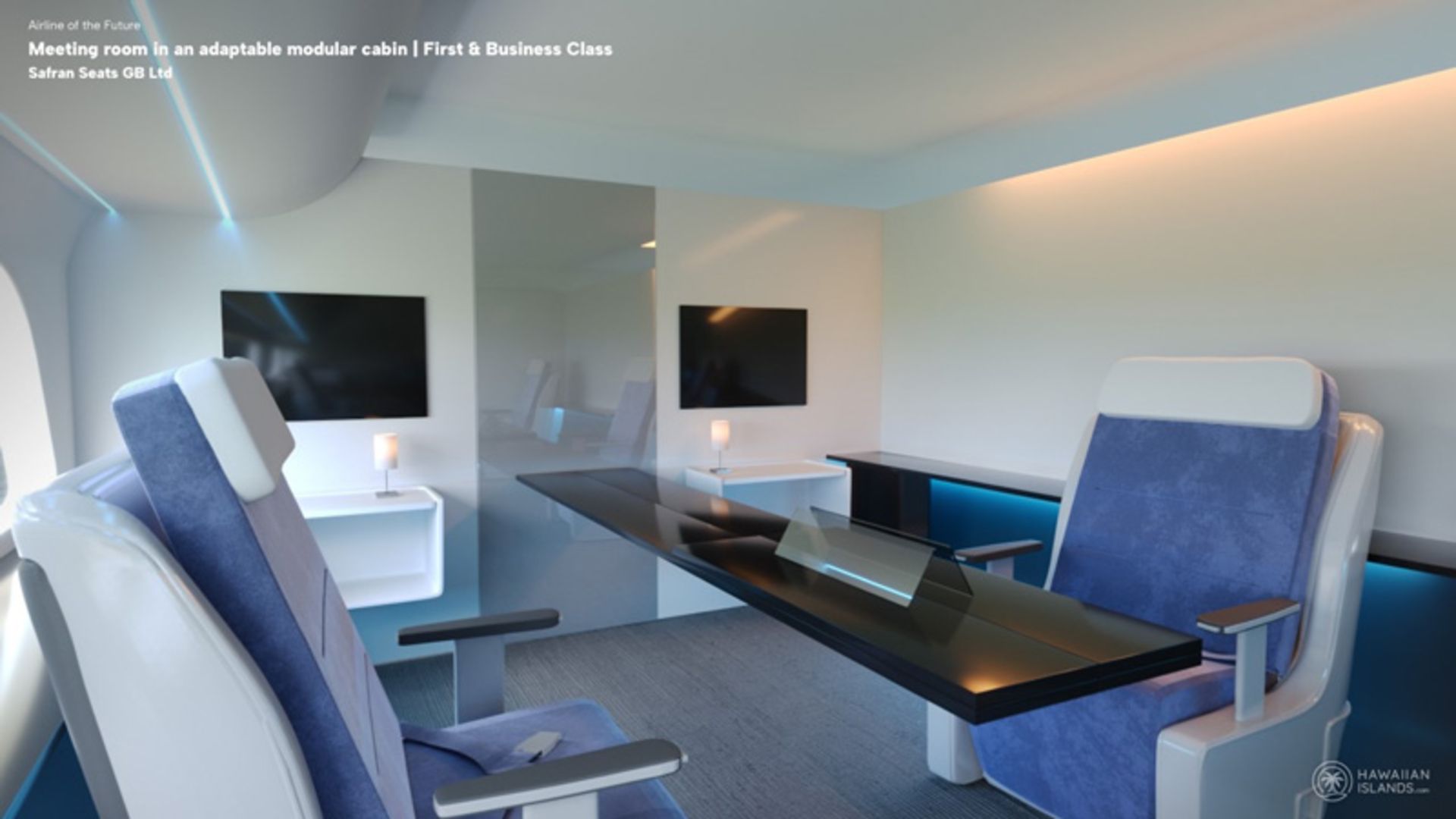 Meeting rooms on business class flights