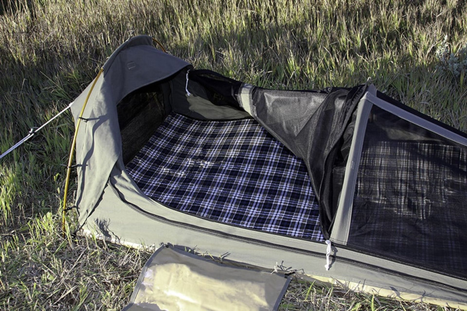 Ierior of Swag te and sleeping bag