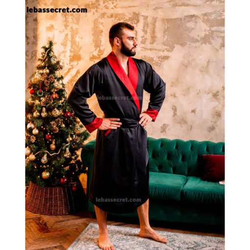 A model of silk satin robe