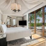 The interior of a room at the Waldorf Astoria Seychelles Pellet Island