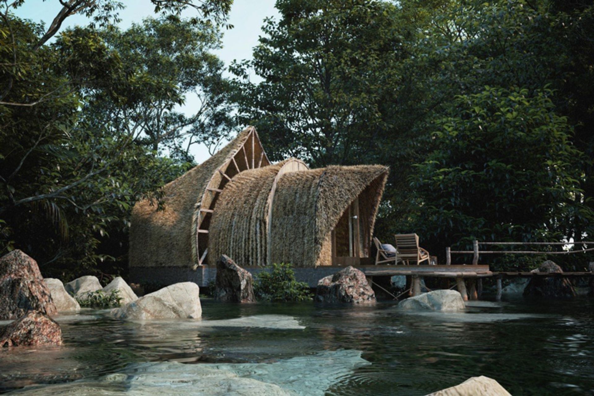 Glamping bamboo hut in Sri Lanka