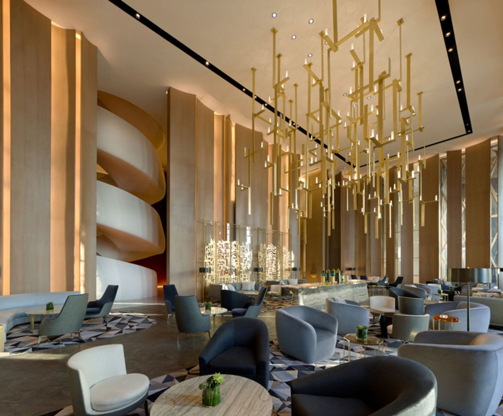 Lobby furniture and seating area in Four Seasons Hotel Kuwait