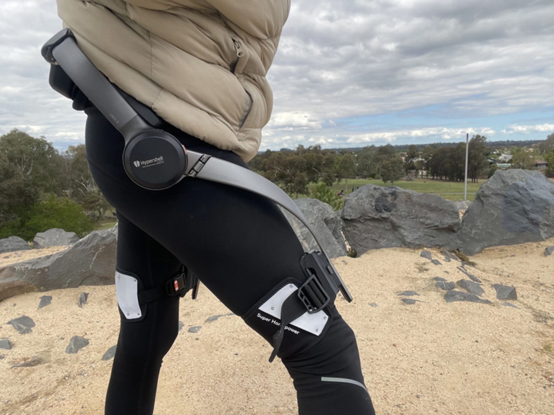 Hypershell robotic skeleton on the athlete's body
