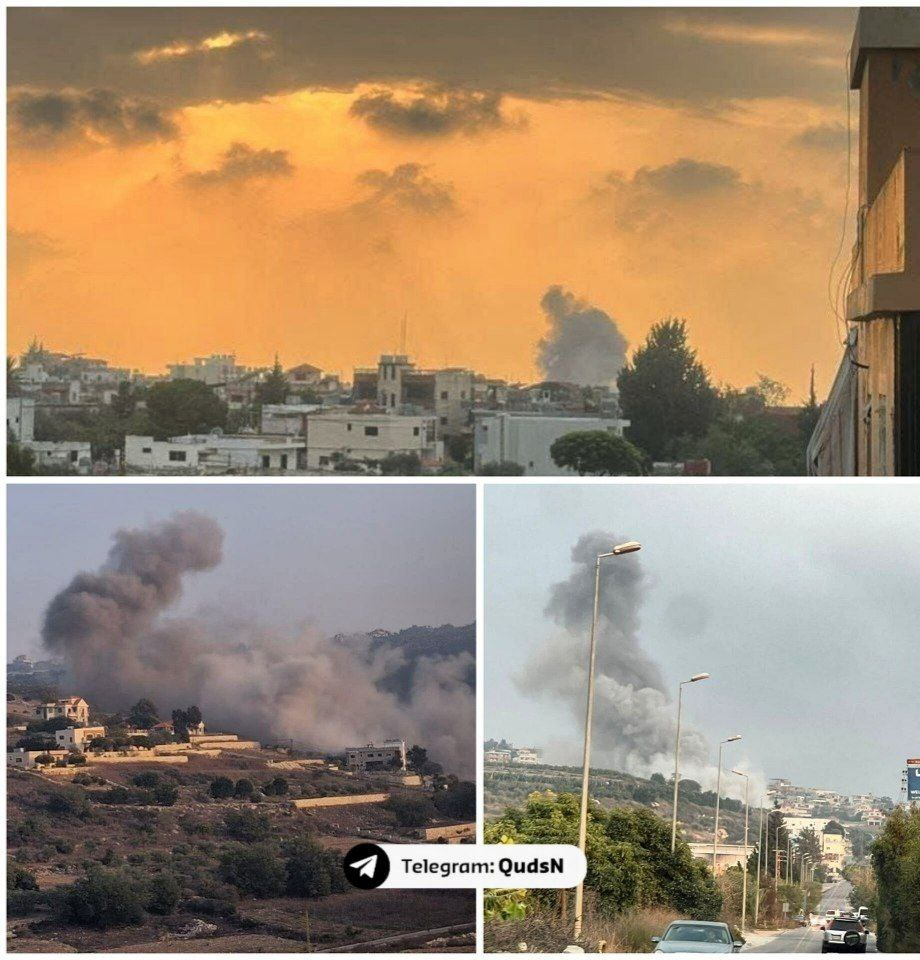 The bombardme of southern Lebanon by Zionist fighters + images