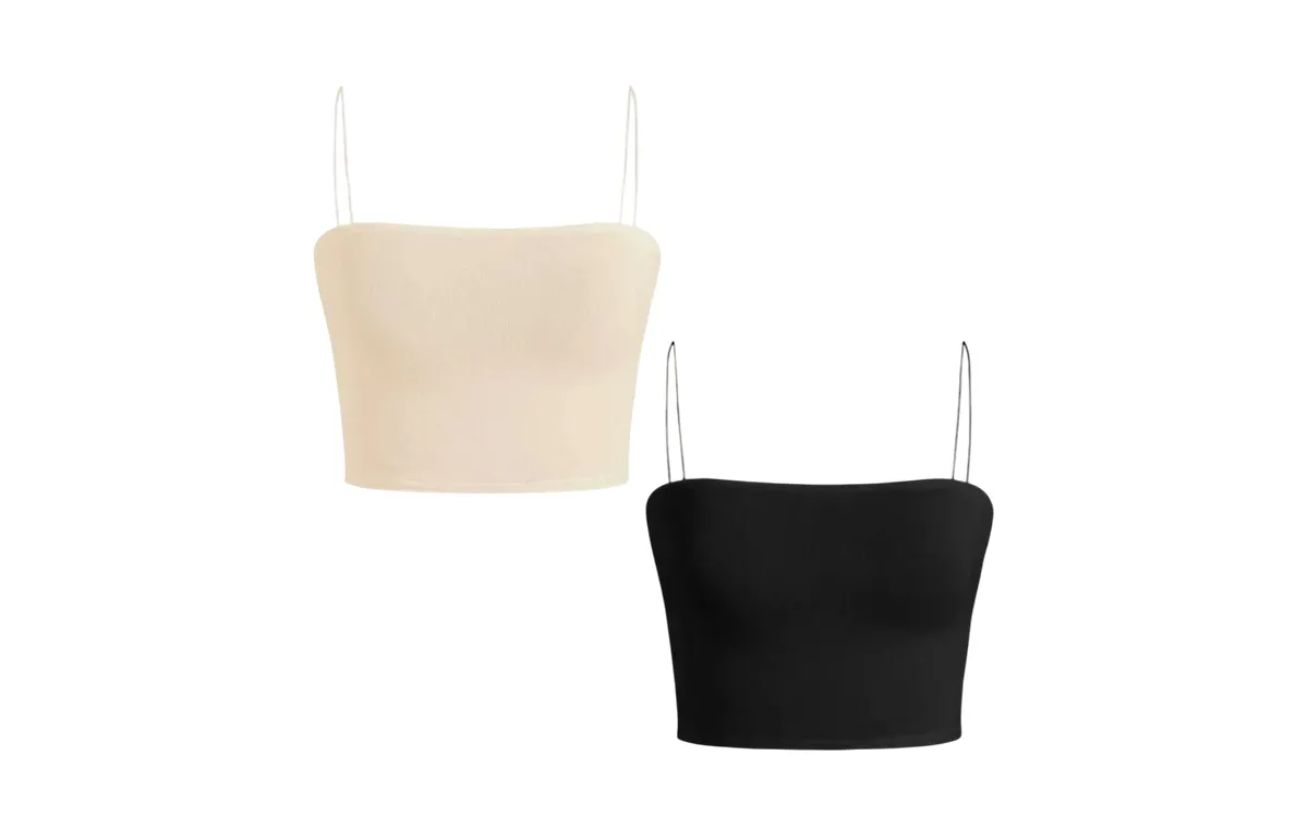 Women's crop top model macaroni strap 2 pieces
