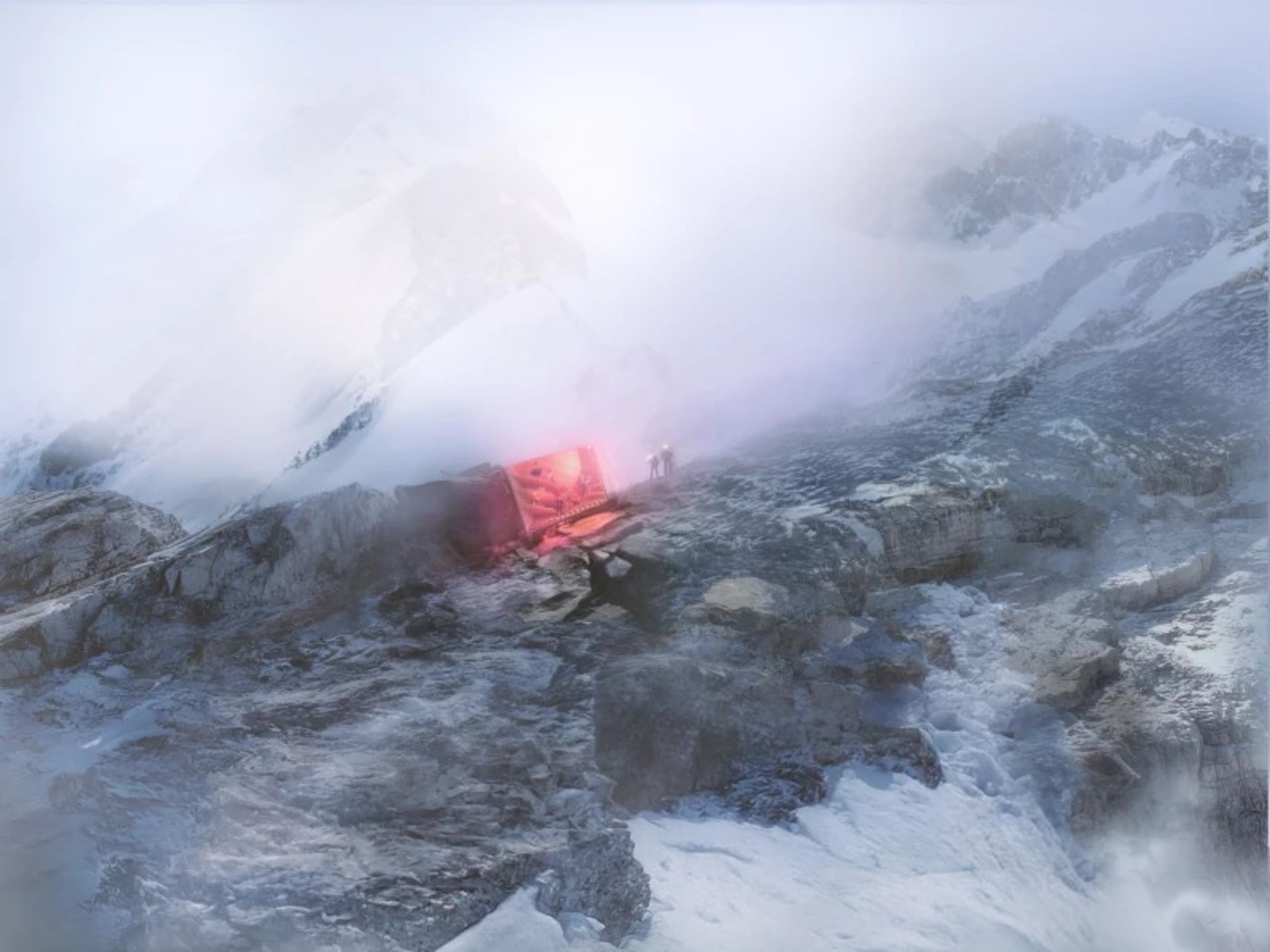 Simulation of the guide light of a mouain lodge in the Alps