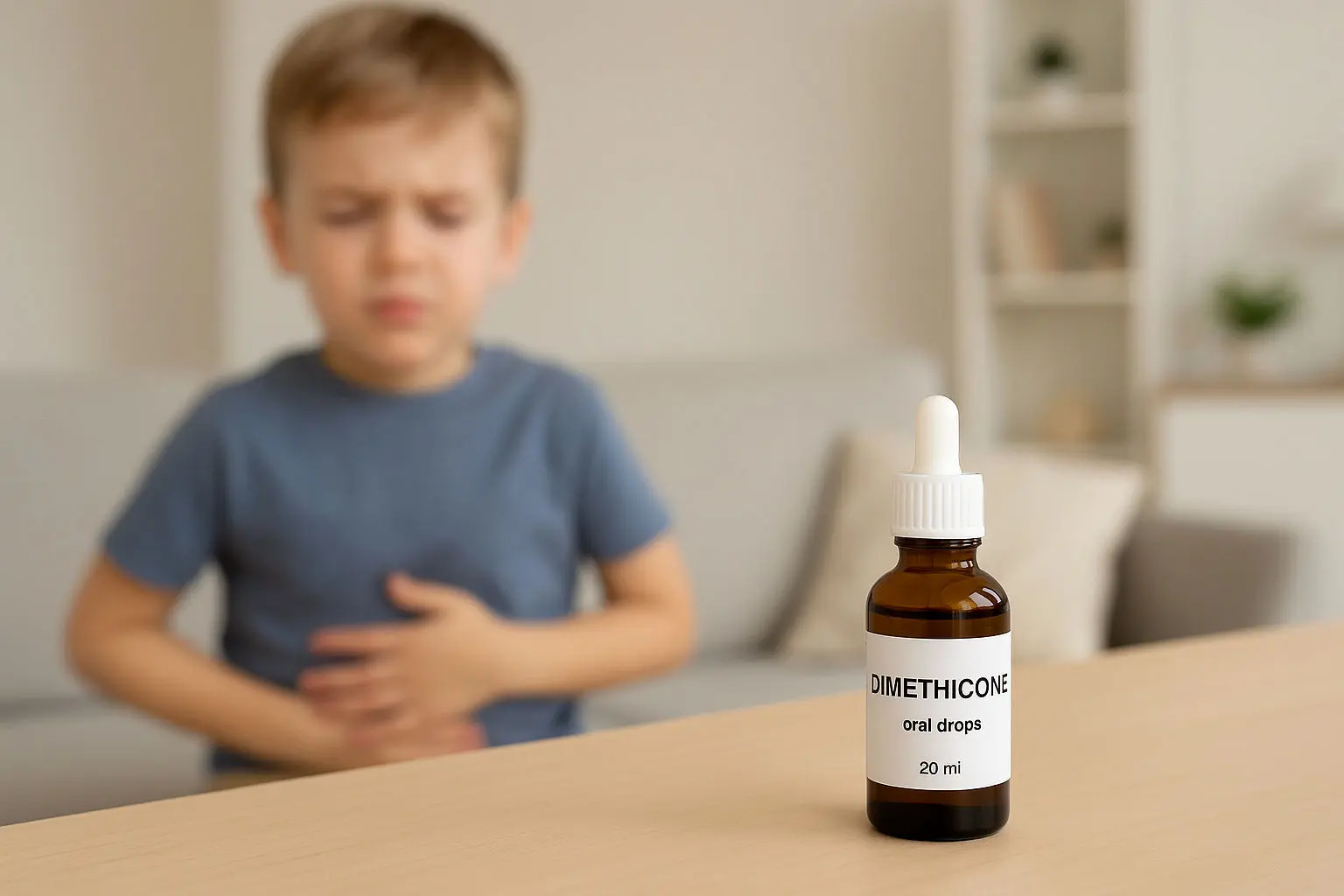 How many drops of dimethicone should be given to the baby?