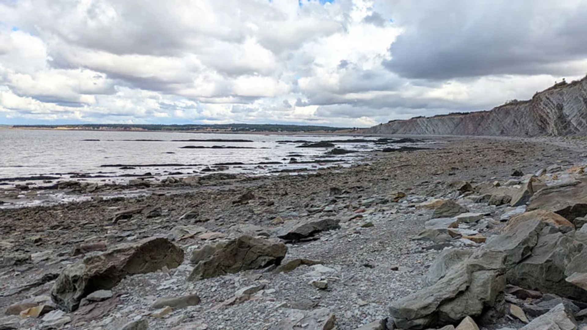 A view of a rocky beach on Ministers Island