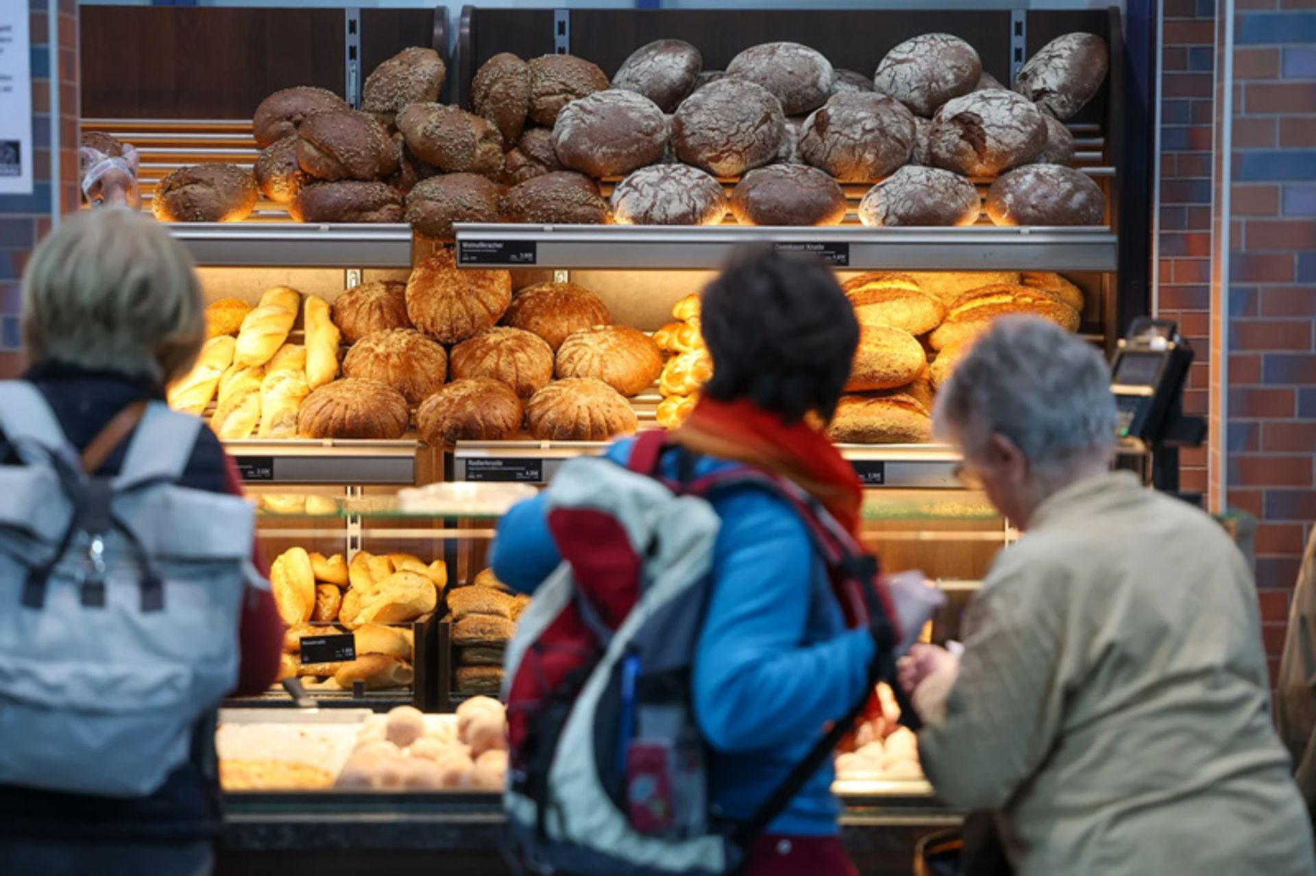 All kinds of German bread in the bakery window