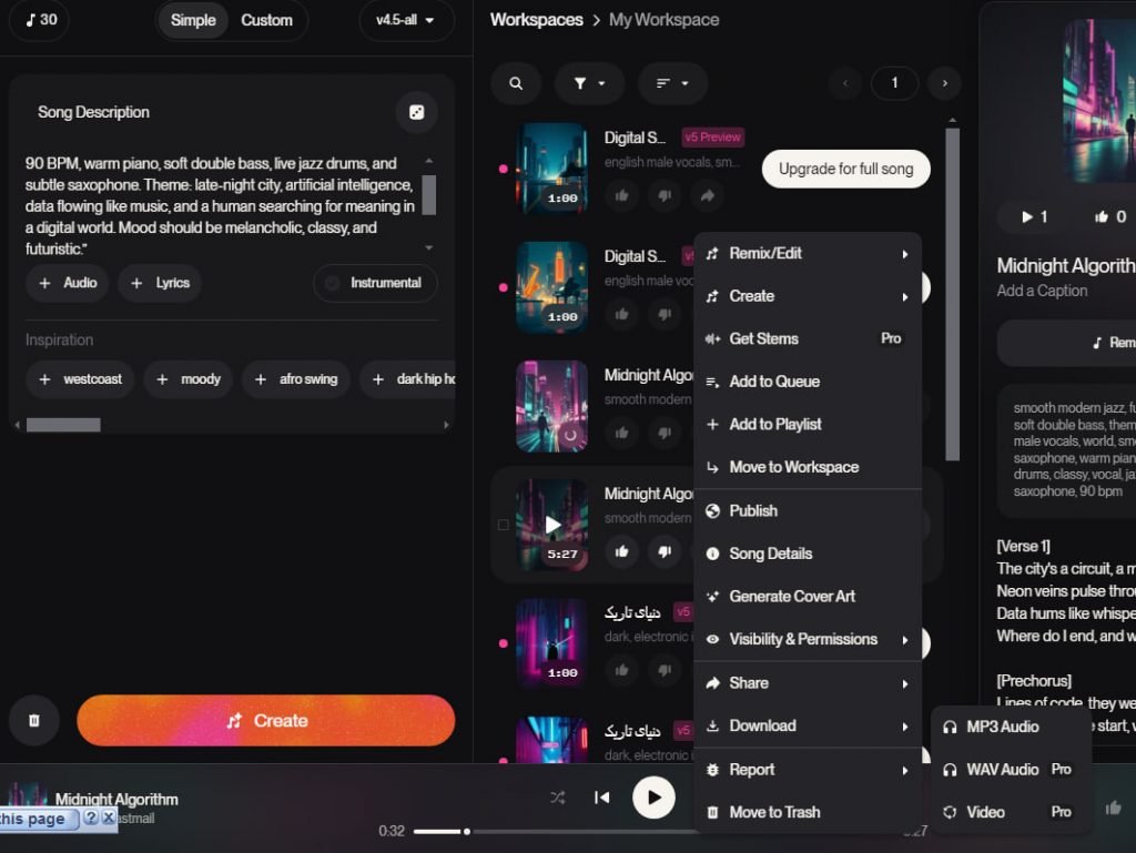 Download songs from Suno