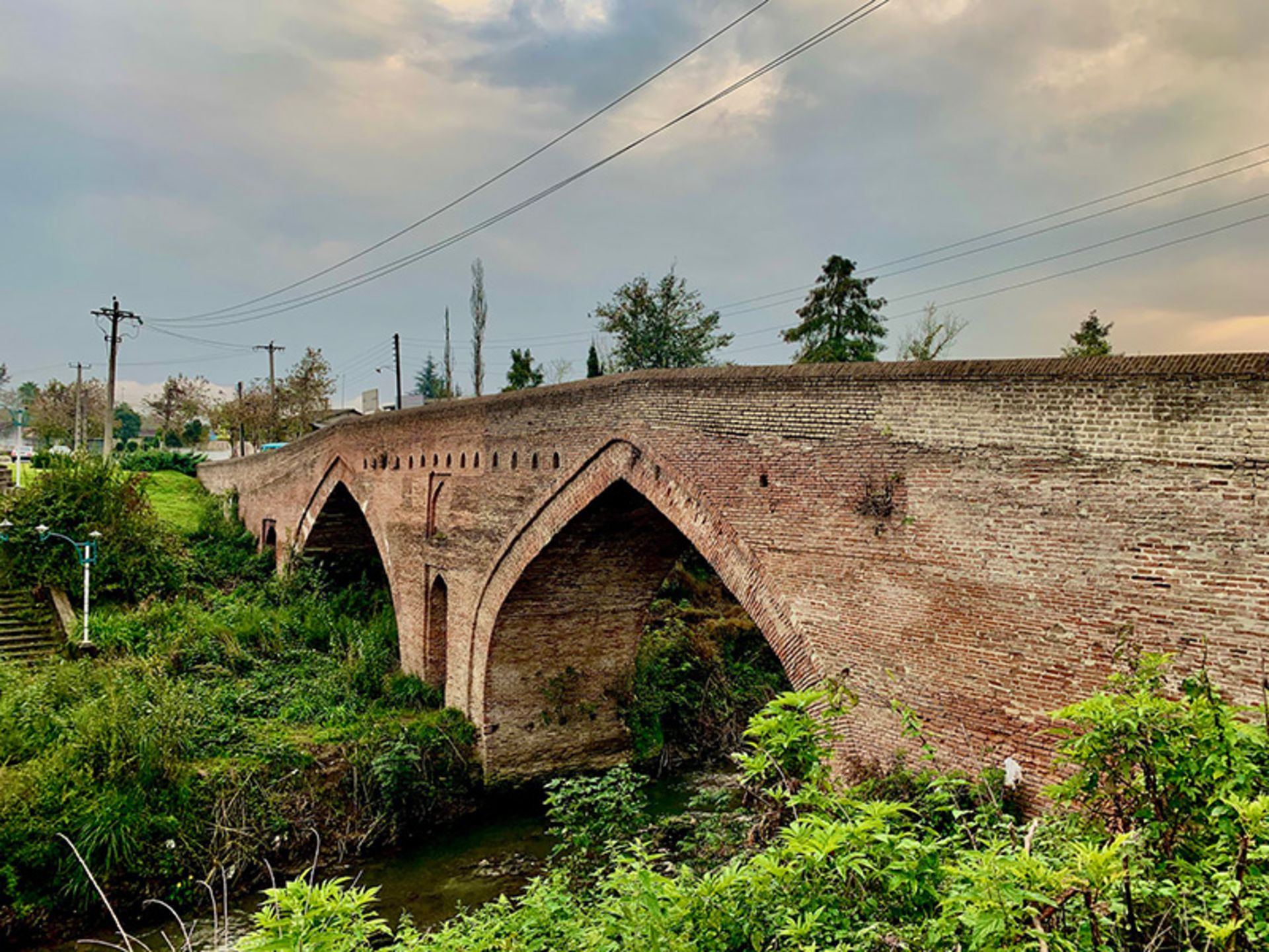 Lahijan clay bridge on the river in the middle of the city