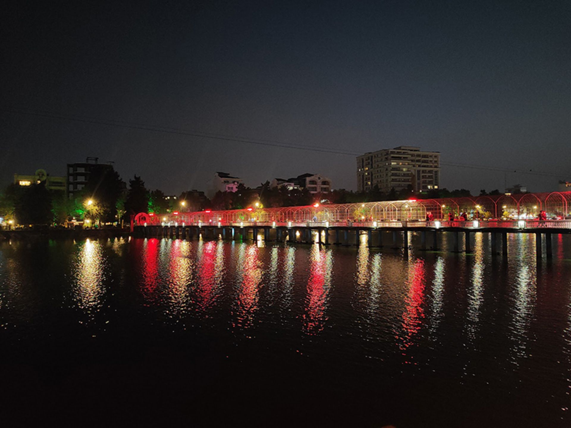Lahijan pool lighting at night