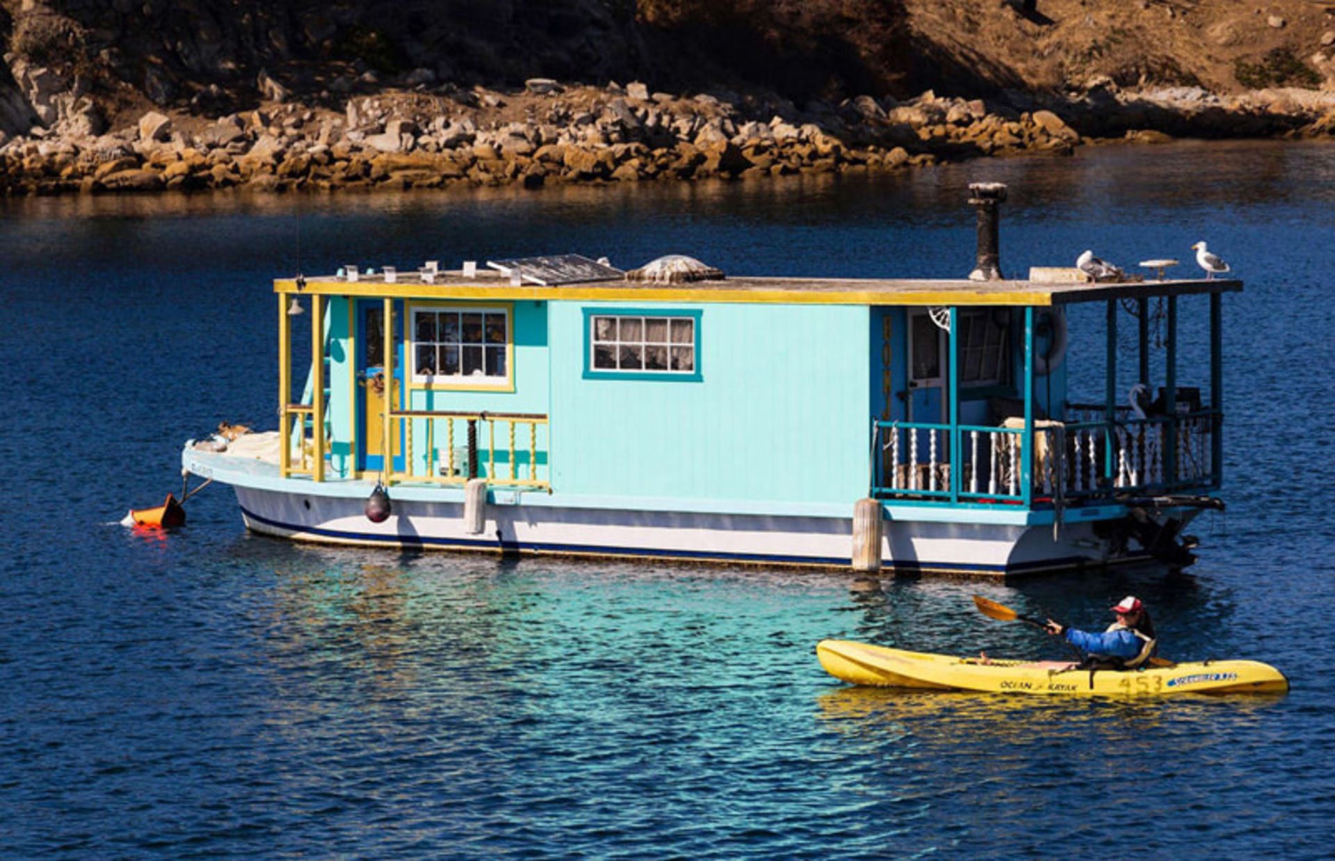 Boating next to the boat house 