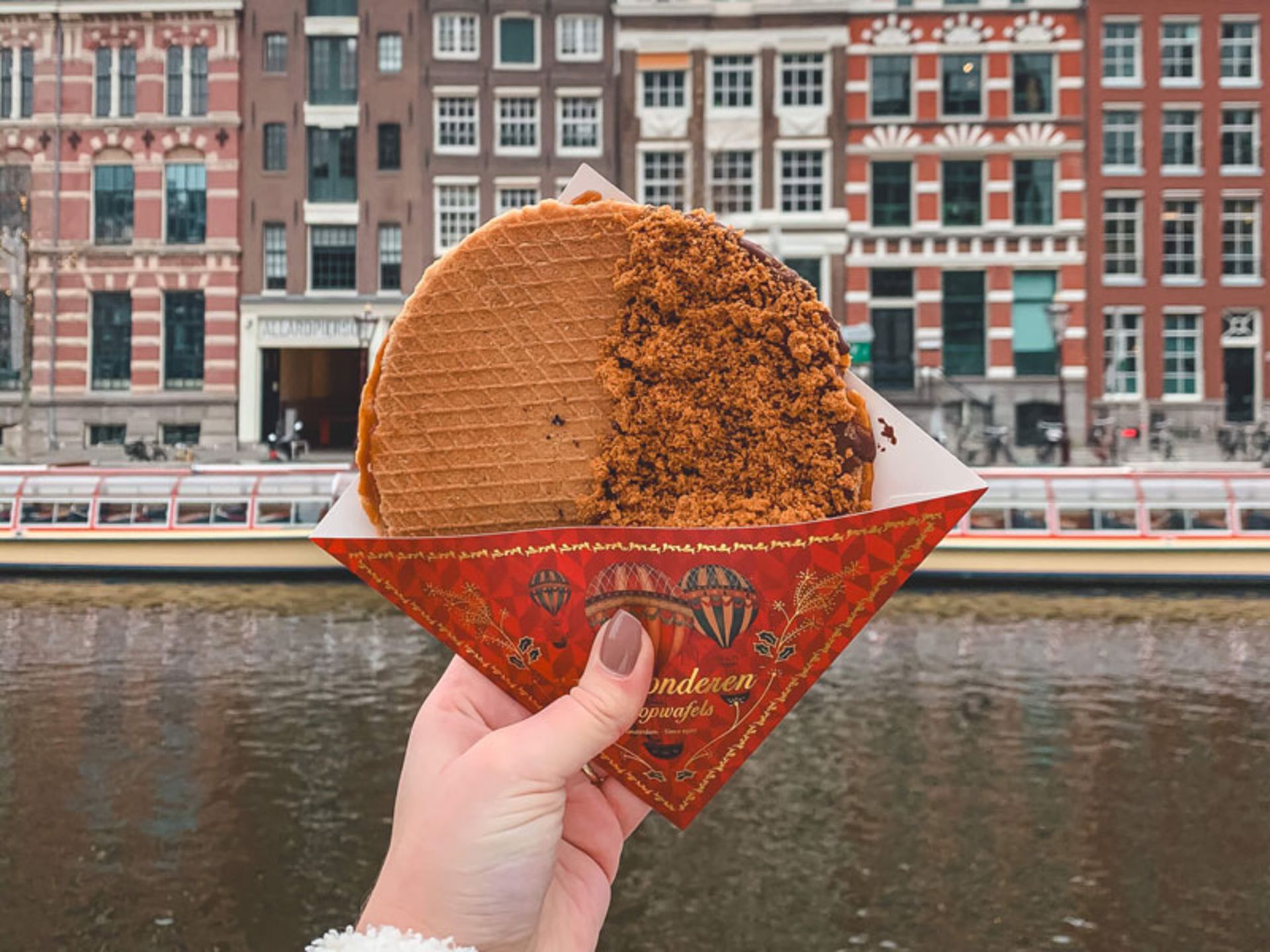 Big waffle in fro of Amsterdam canal