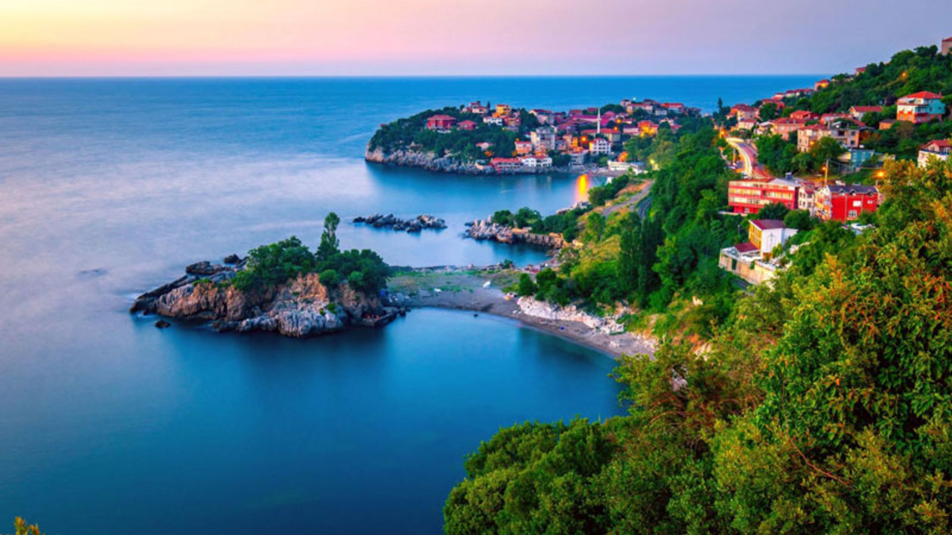A beautiful beach and town view in the Black Sea region