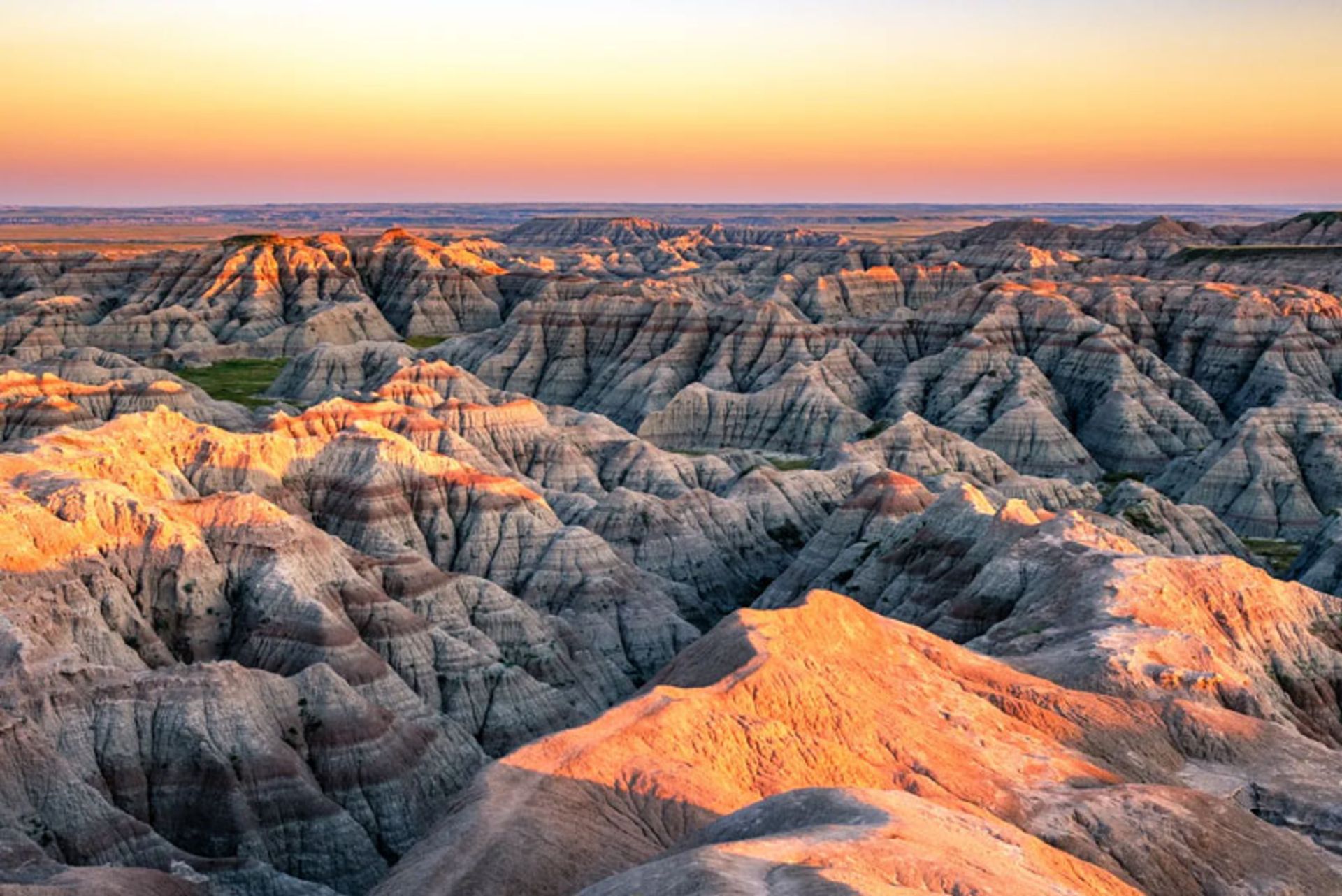 Sunset over the hills of Badlands National Park
