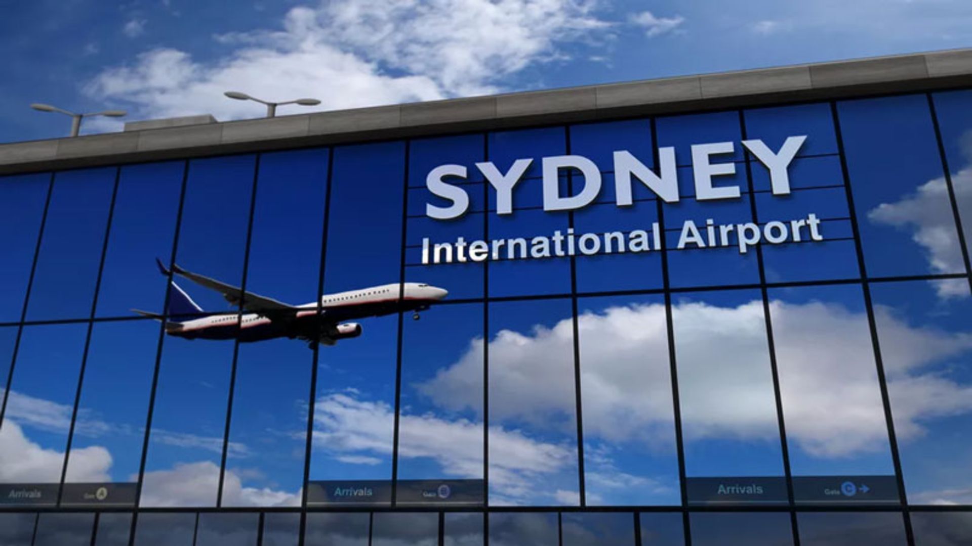 Glass facade of Sydney Iernational Airport