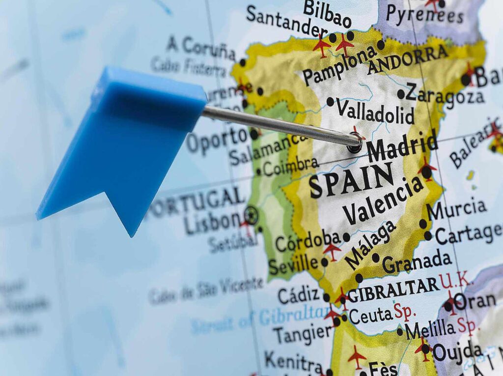 Geographical location of Spain