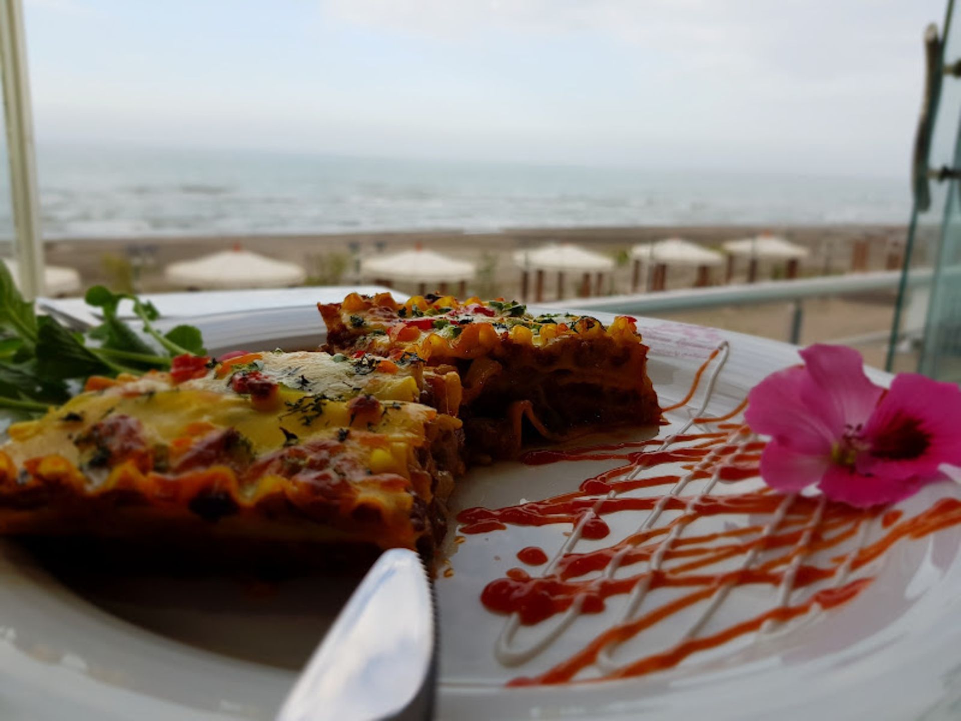 Lasagna plate at Tenkaben beach restaura